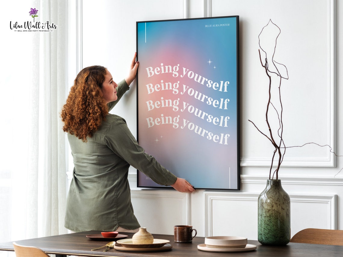 Being Yourself Blue Aura Self Improvement Quote Affirmation Poster - Image 2
