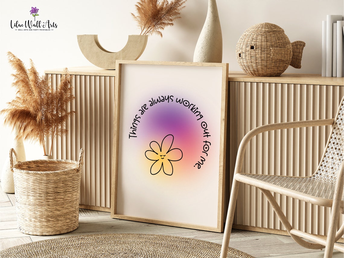 Things Are Always Working Out For Me Pink Aura Flower Poster - Image 3