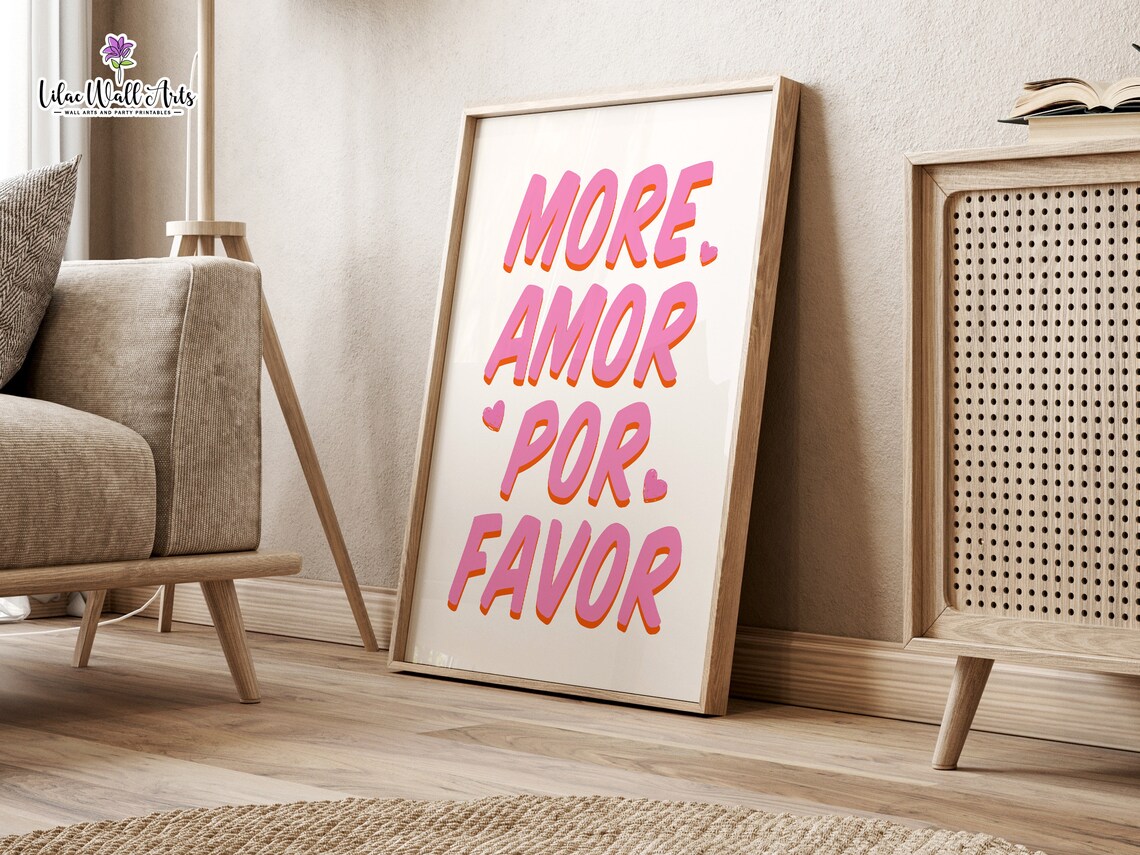More Amor Por Favor Bold Pink Typography Maximalist Wall Poster - Image 6