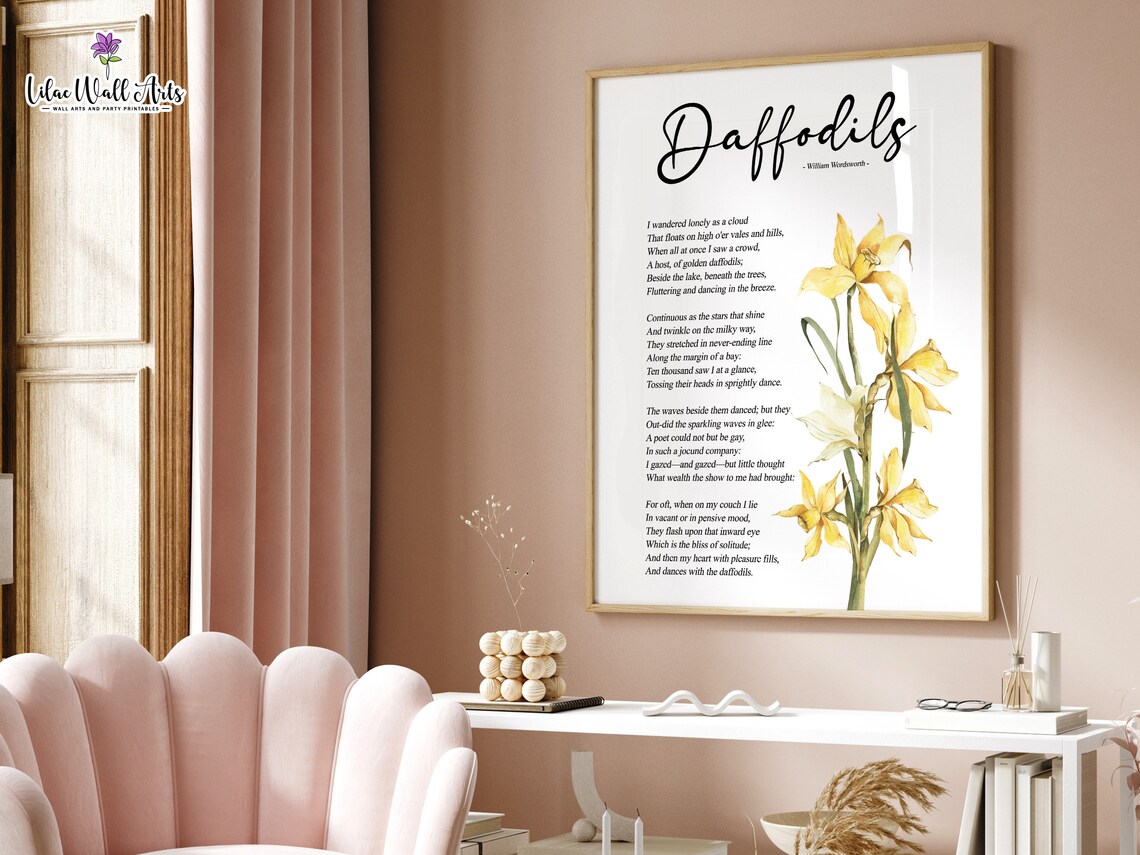 Daffodils Poem Poster, William Wordsworth Botanical Print - Image 4
