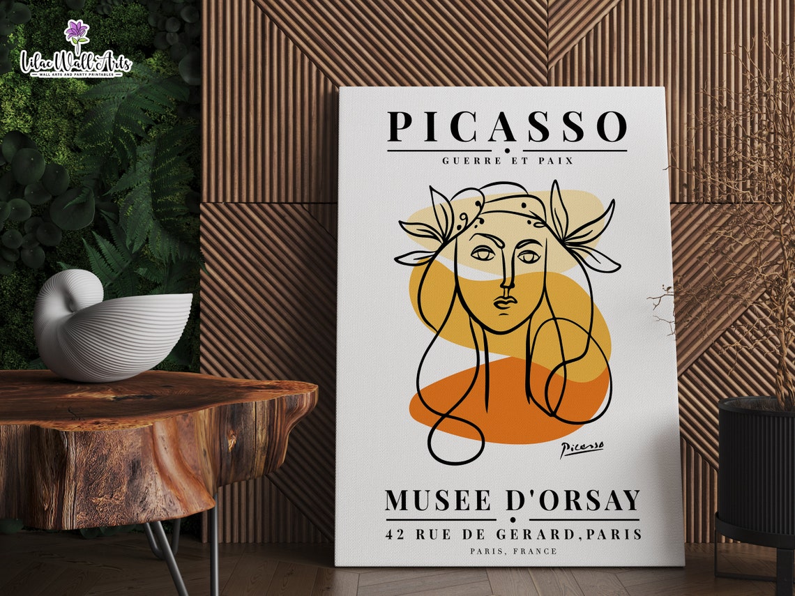 Picasso Inspired Woman Face Line Art Paris Museum Exhibition Poster - Image 3