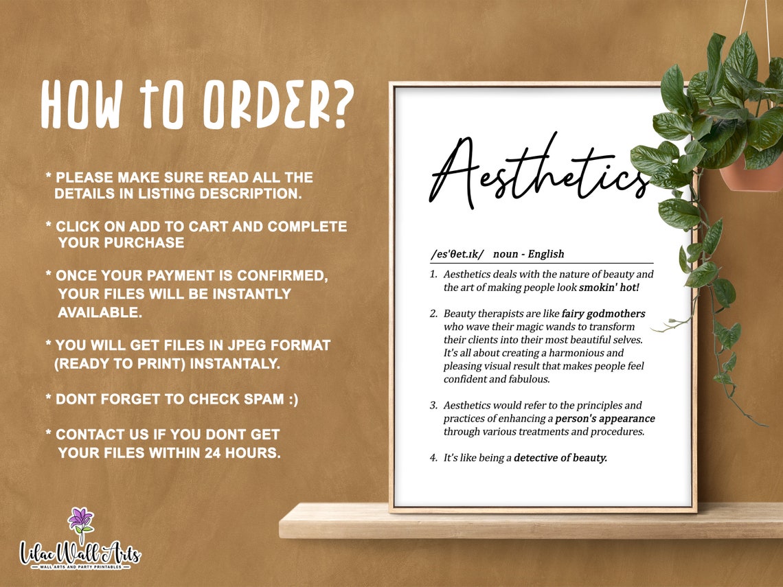 Aesthetics Definition Beauty Therapist Dictionary Typography Poster - Image 2