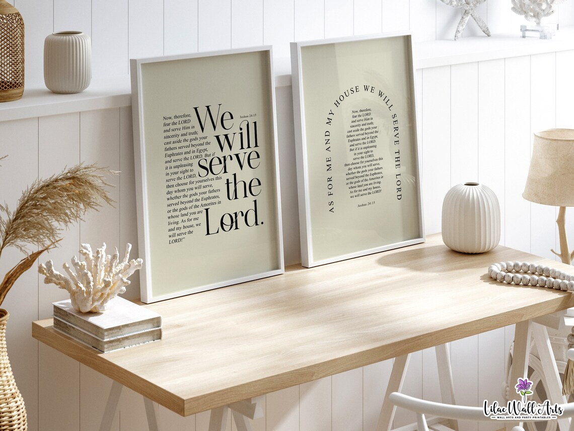 Joshua 24 15 Print As For Me And My House Will Serve The Lord Joshua Wall Art Modern Bible Art Christian New Home Christian Home Art - Image 4