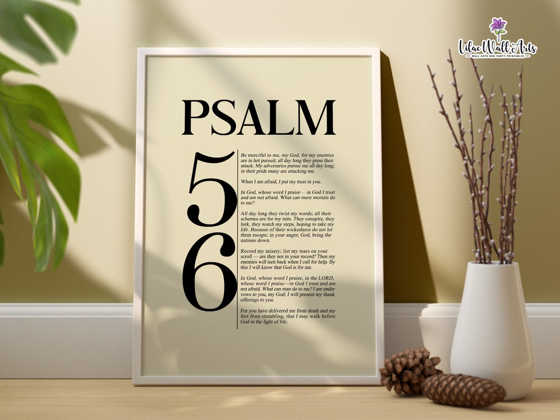 Psalm 56 Print When I Am Afraid Christian Minimalist Scripture Psalm Trust In The Lord Biblical Posters Biblical Art Modern - Image 2