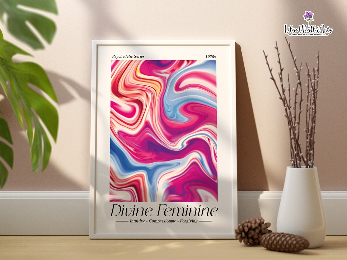 Divine Feminine Psychedelic 1970s Marble Swirl Retro Art Poster