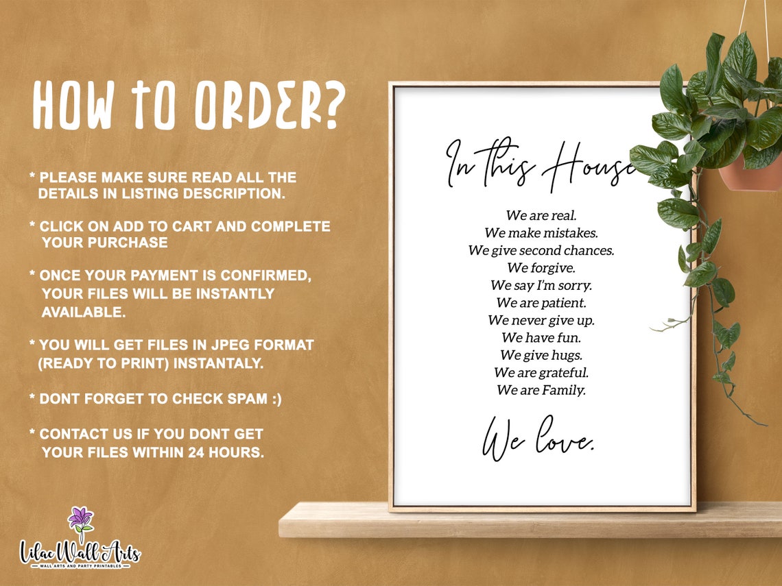 In This House We Are Real Print In This House Sign House Rules Poster Family Quote House Print Family Wall Dcor Apartment Wall Art - Image 3