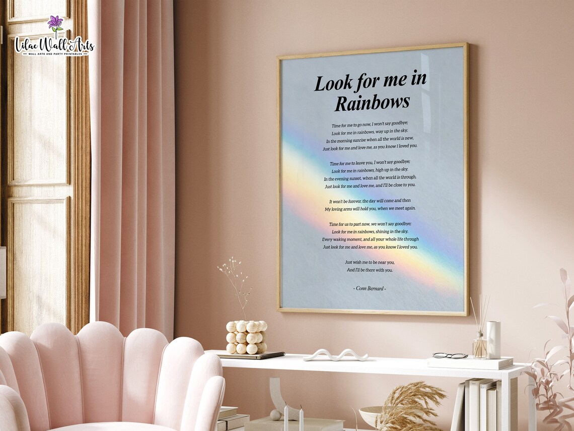 Look For Me In Rainbows Memorial Poem Art Print - Image 3