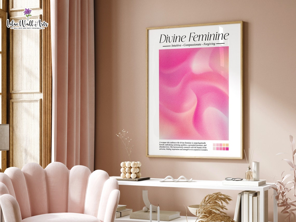 Divine Feminine Pink Aura Silk Wave Canvas Spiritual Gift Poster - Image 4