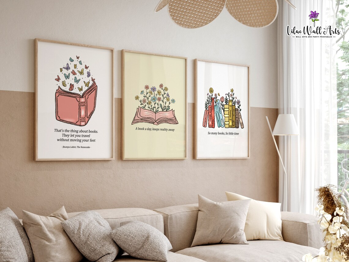 Book Butterflies Reading Quote Jhumpa Lahiri Bookish Art Poster - Image 2