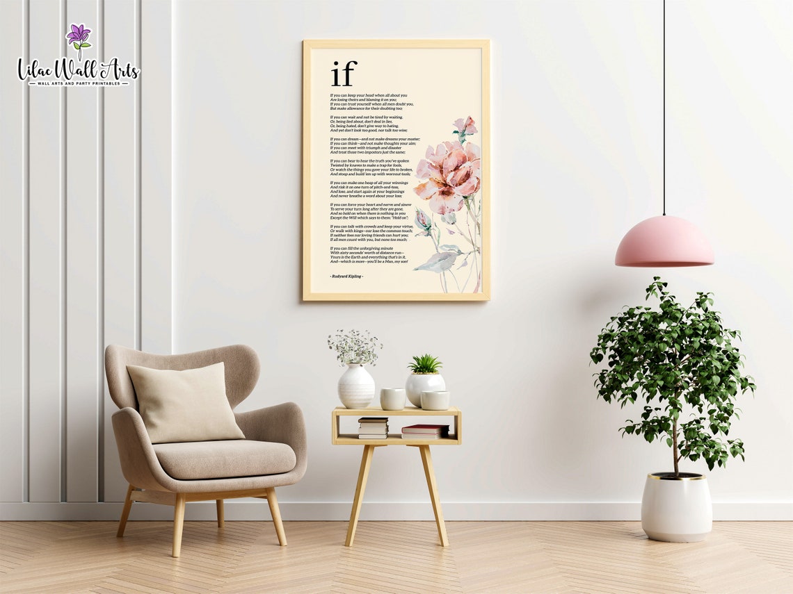 If Poem Rudyard Kipling Floral Watercolor Inspirational Print - Image 4