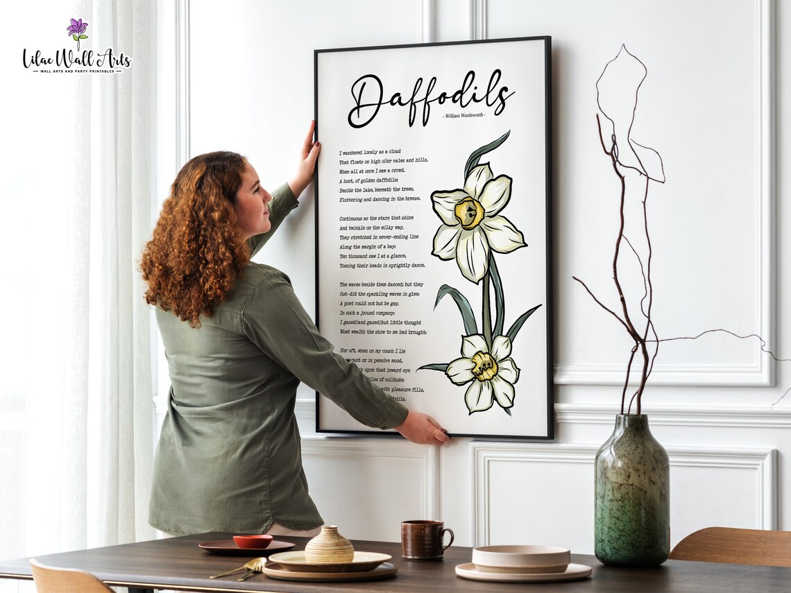 William Wordsworth Daffodils Poetry Art Print - Image 3