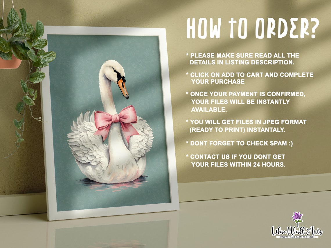 Swan Print Grandmillenial Art Coquette Room Dcor Swan Wall Art Swan Lake Swan Painting Bird Wall Art Feminine Wall Art Swan Original - Image 3