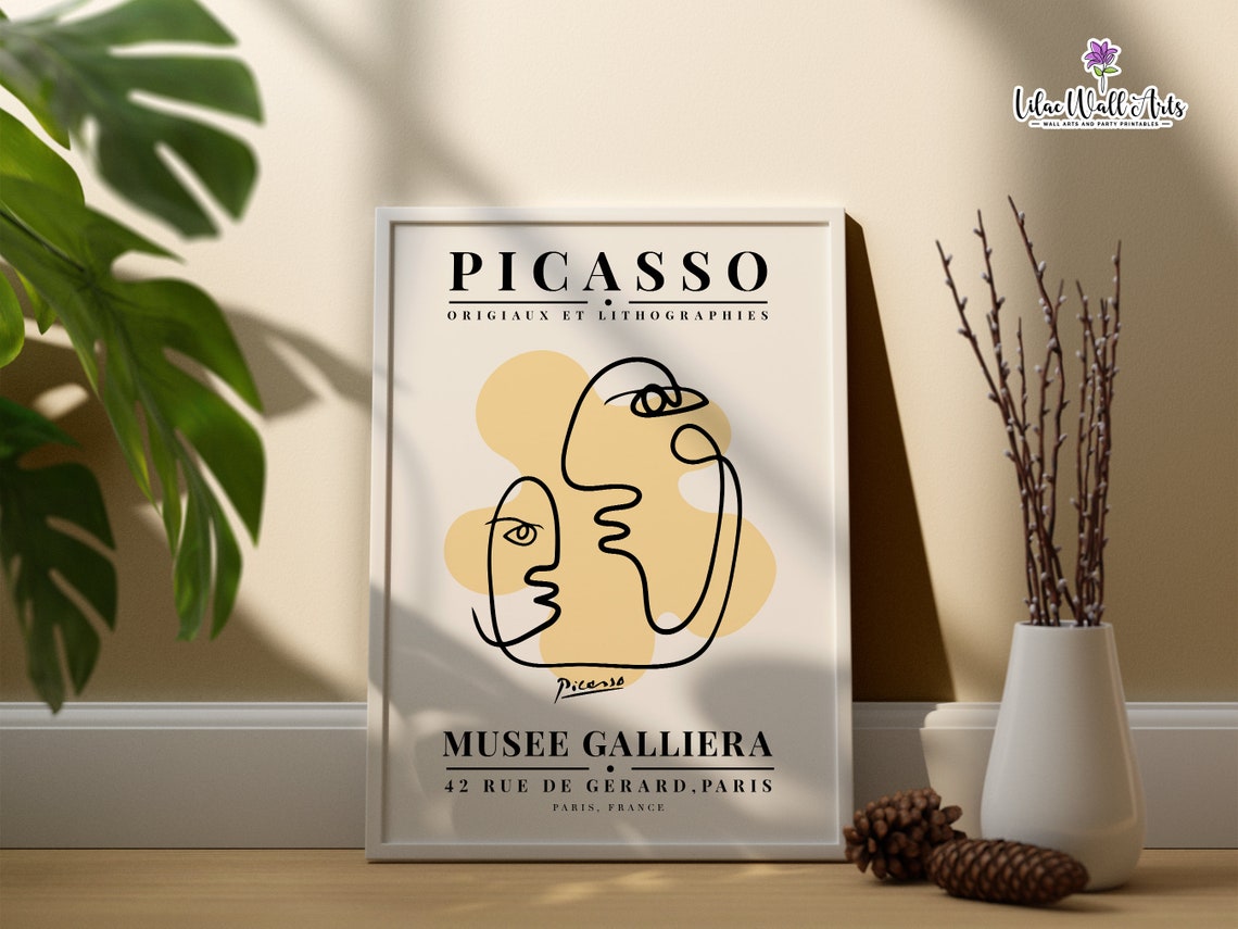 Picasso Two Faces Abstract Line Art Museum Exhibition Poster - Image 6