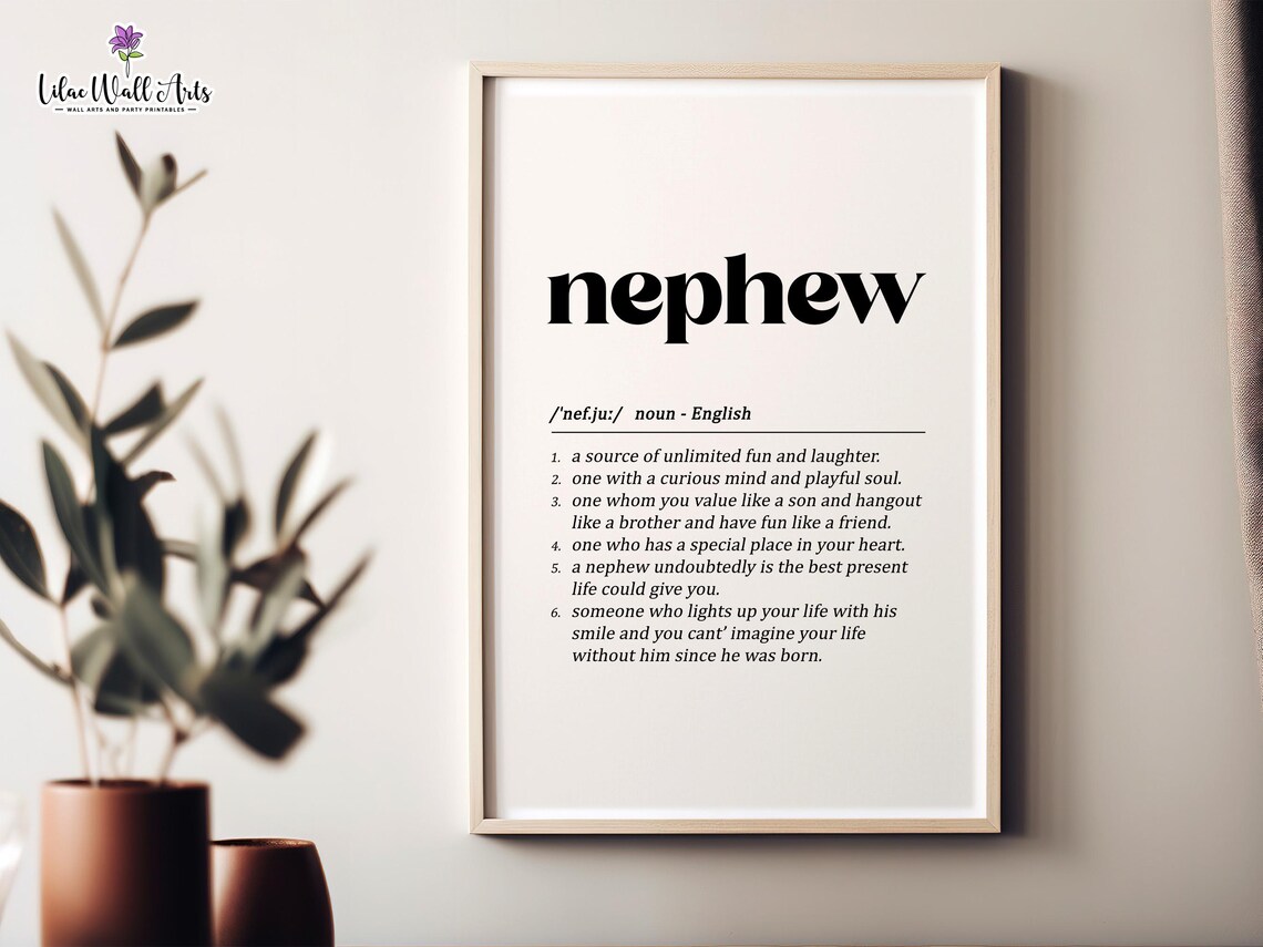 Nephew Definition Art Print, Funny Family Gift