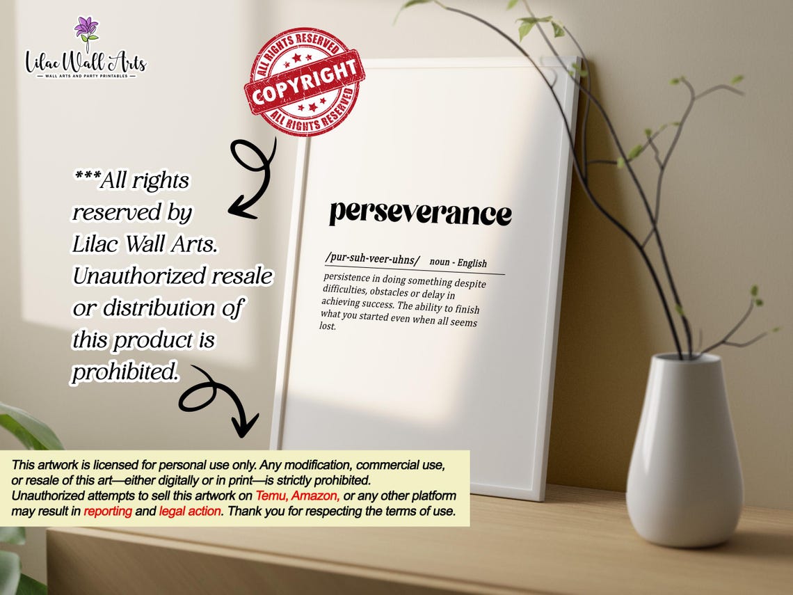 Perseverance Definition Motivational Dictionary Art Typography Poster - Image 5