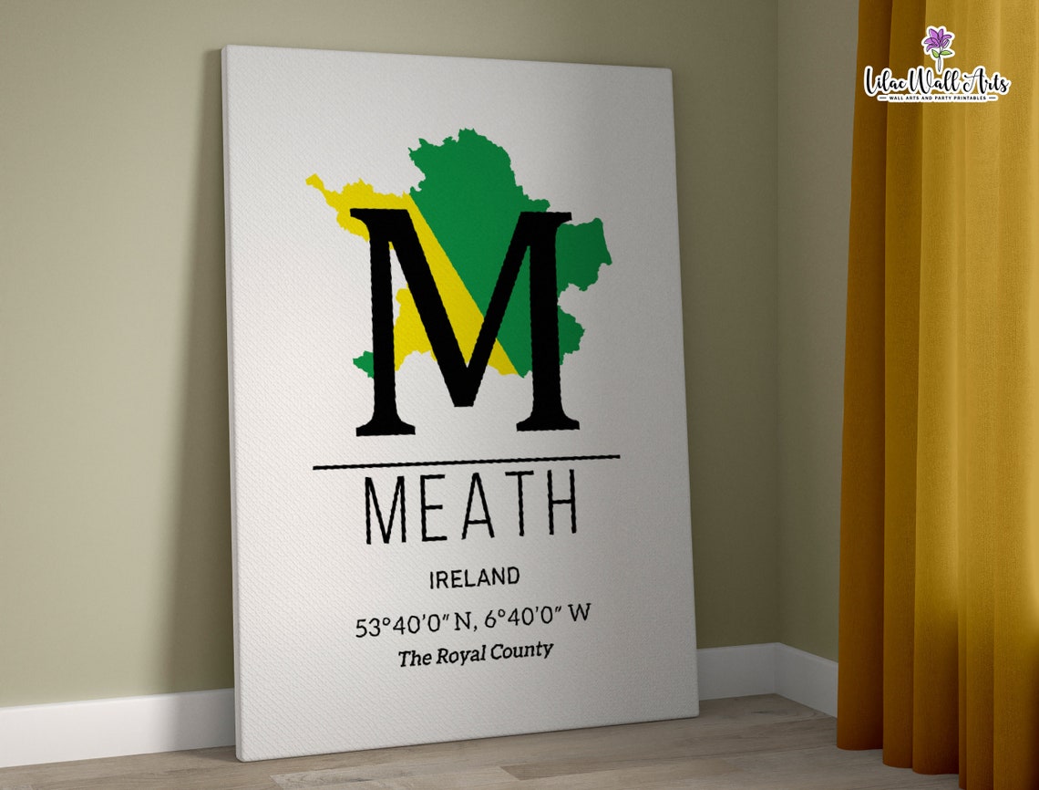 Meath Ireland County Map GPS Coordinates Royal County Poster