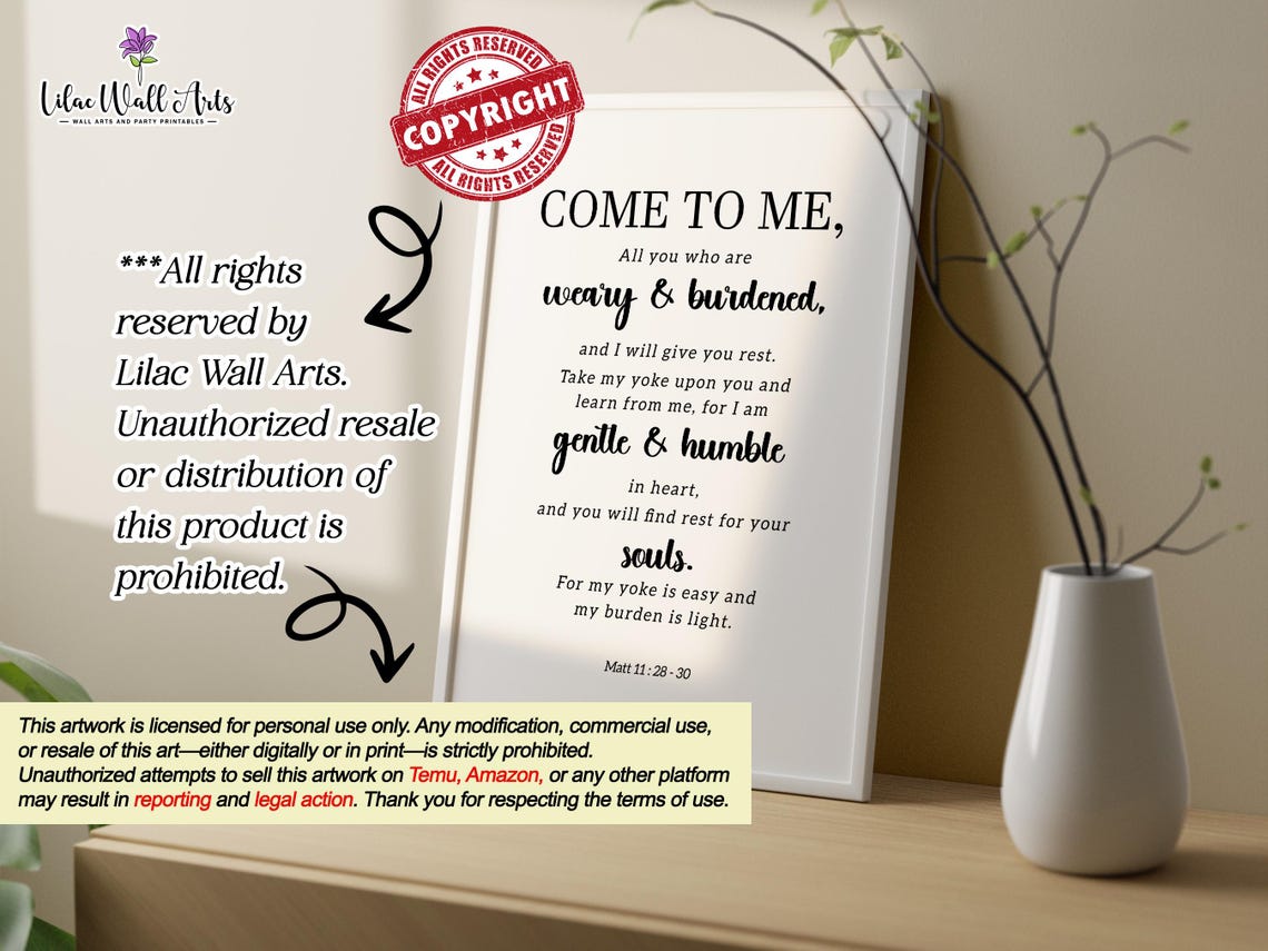 Come To Me Matthew 11:28-30 Encouraging Christian Scripture Poster - Image 6