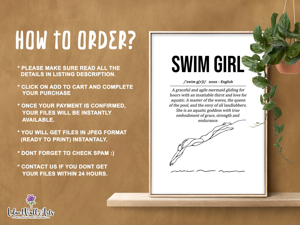Swim Girl Definition Art, Sports Team Print - Image 3