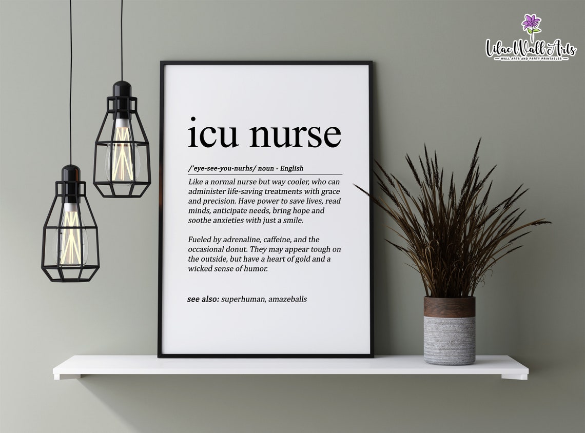 ICU Nurse Definition Funny Critical Care Superhero Gift Wall Print - Image 2