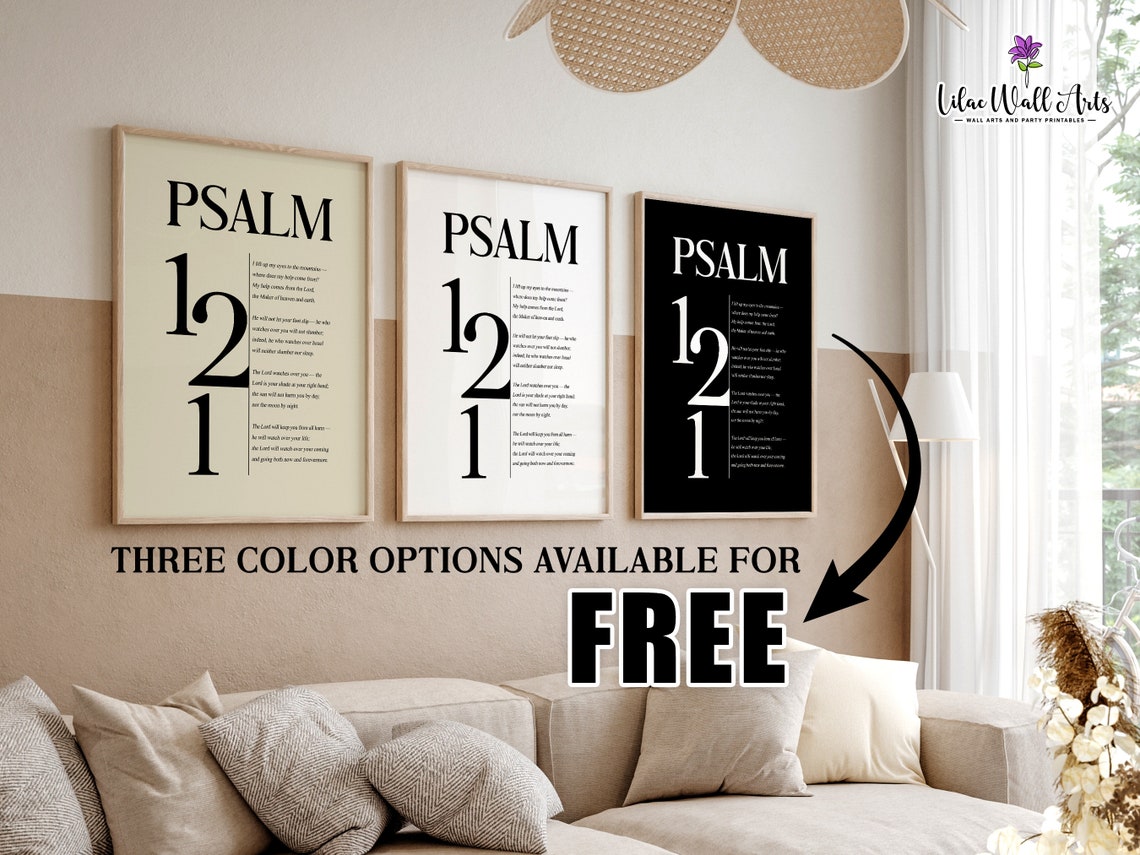 Psalm 121 Full Text Bold Typography Minimalist Scripture Poster - Image 3