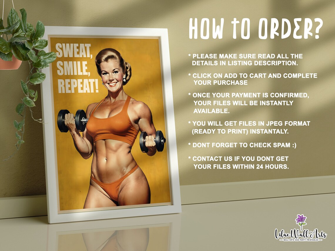 Gym Retro Poster, Fitness Motivation Wall Art - Image 2