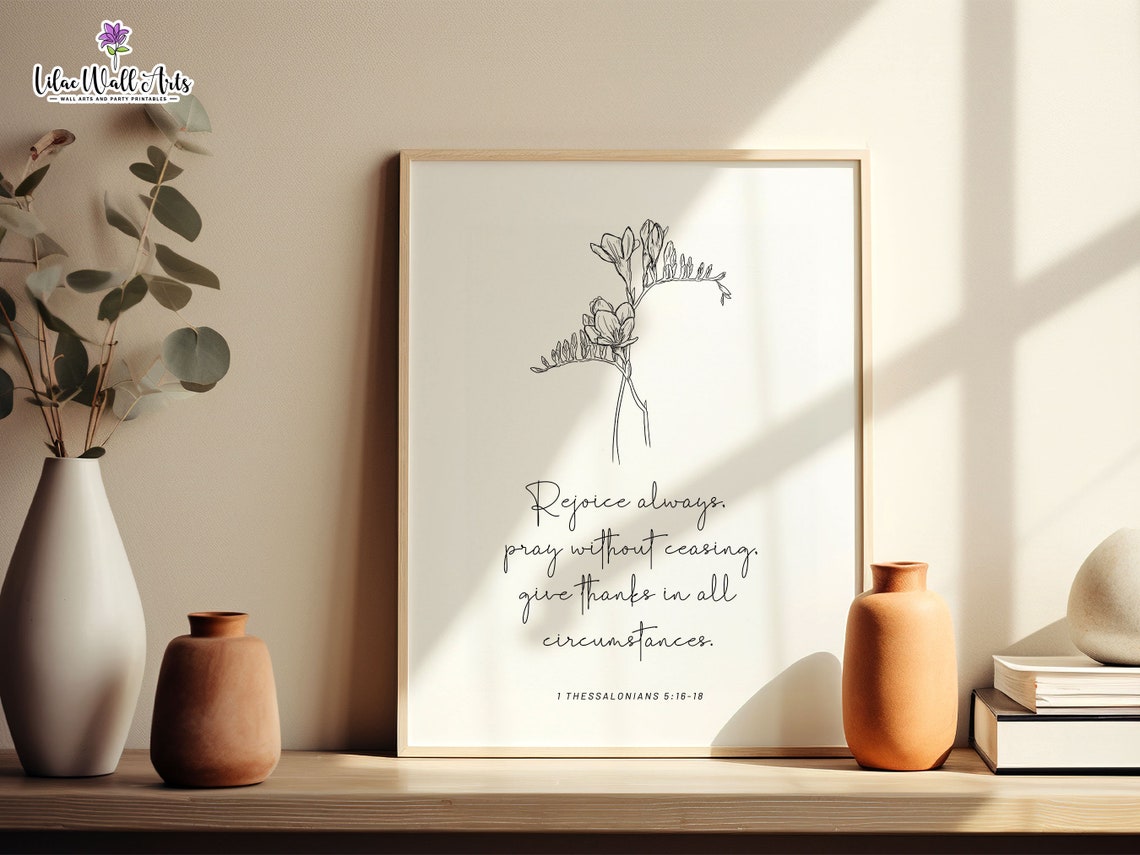 Rejoice Always Pray Without Ceasing Scripture Poster Floral Line Art - Image 5
