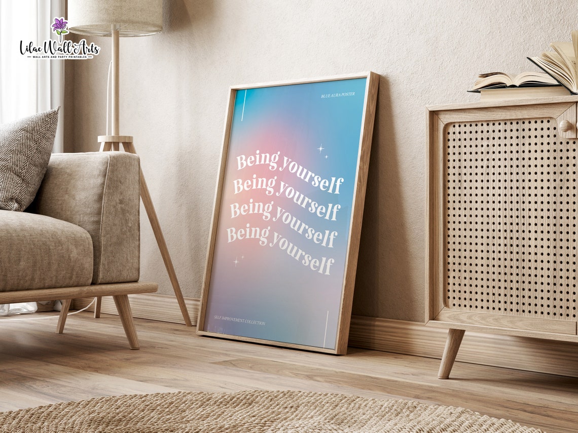 Being Yourself Blue Aura Self Improvement Quote Affirmation Poster - Image 6
