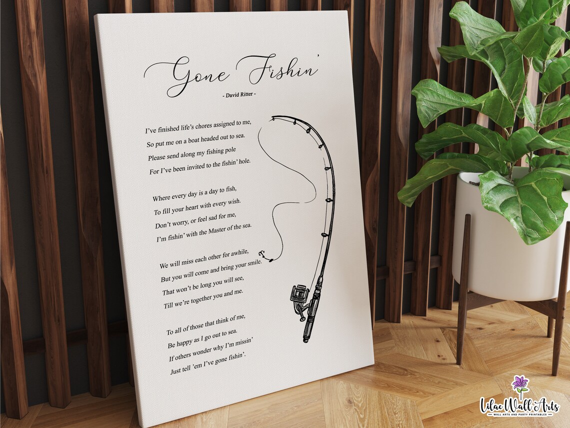 Gone Fishing Bereavement Poem Memorial Wall Art - Image 6