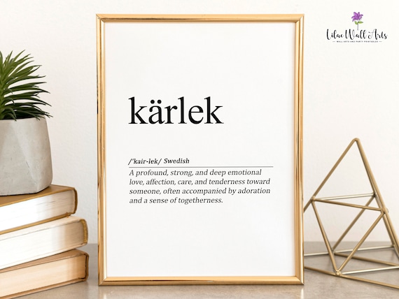 Krlek Swedish Definition Swedish Art Fika Definition Fika Wall Art Fika Poster Nordic Wall Art Nordic Dcor Swedish Dcor Swedish Folk