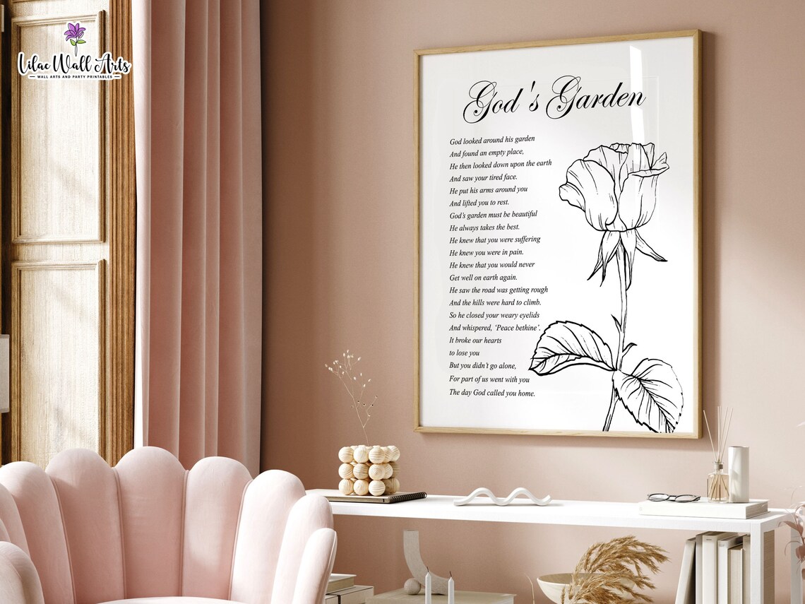 Gods Garden Sympathy Poem Memorial Art Print - Image 4