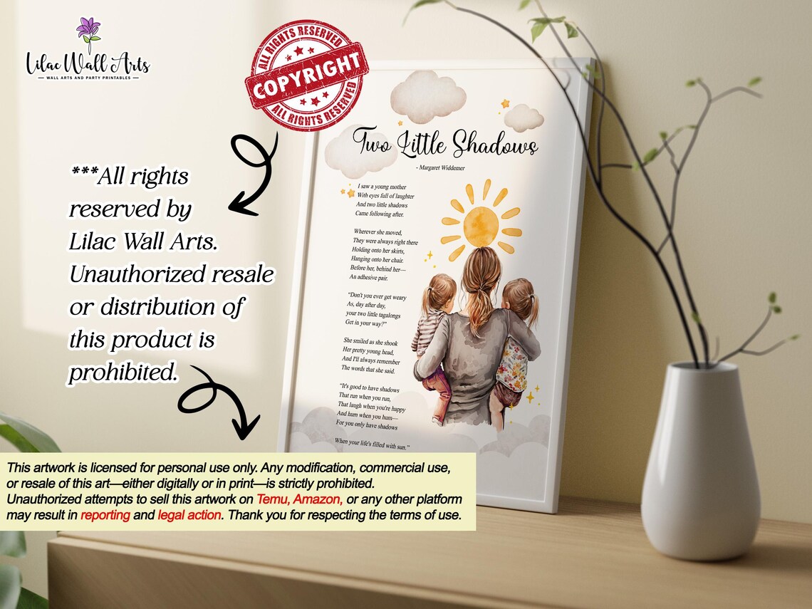 Two Little Shadows Poem for Mom, Mothers Gift Print - Image 2
