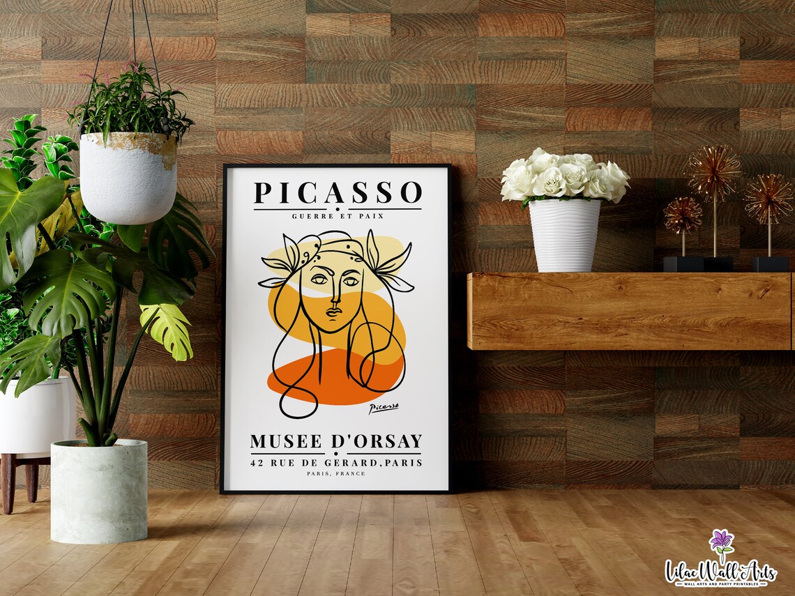 Picasso Inspired Woman Face Line Art Paris Museum Exhibition Poster - Image 5