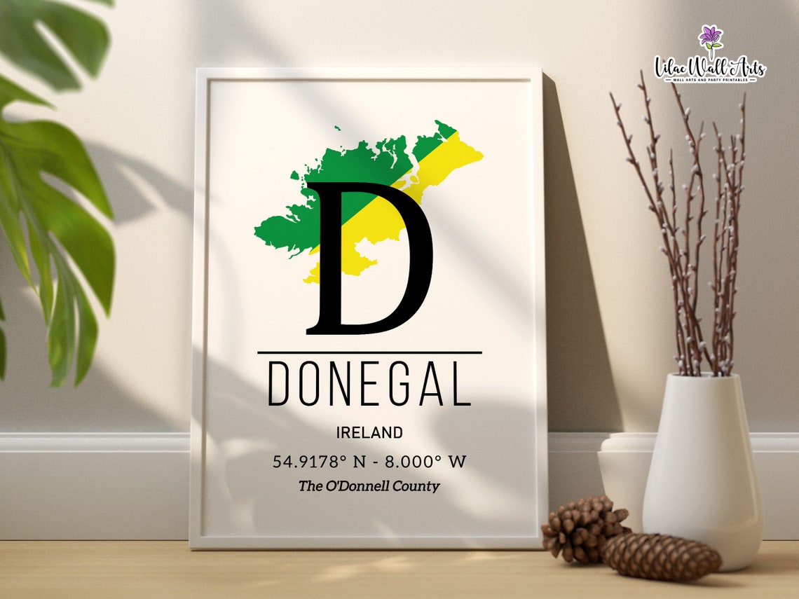 County Donegal Map The ODonnell County Green Yellow Monogram Poster