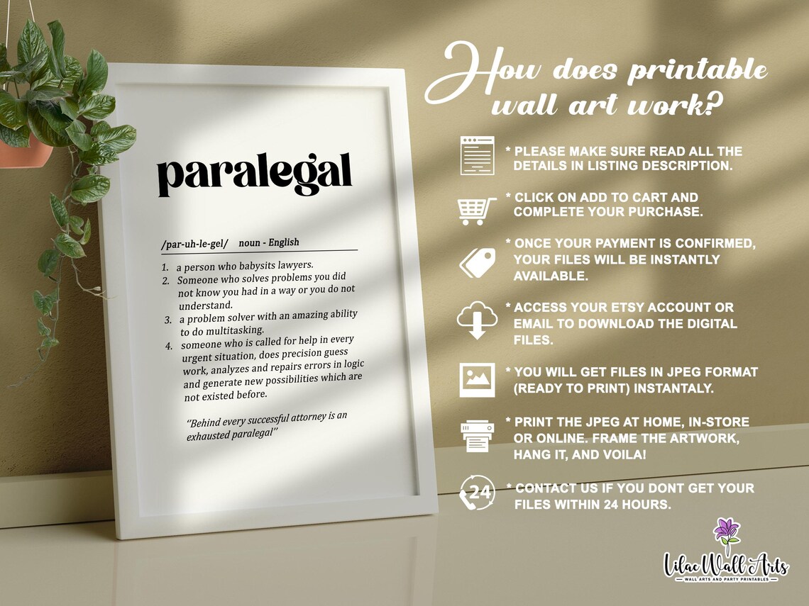 Paralegal Definition Lawyer Gift Wall Art Print - Image 2
