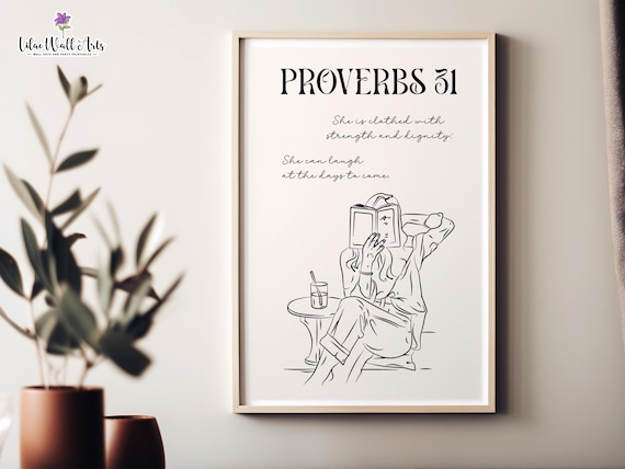Proverbs 31 She Is Clothed with Strength Woman Reading Poster