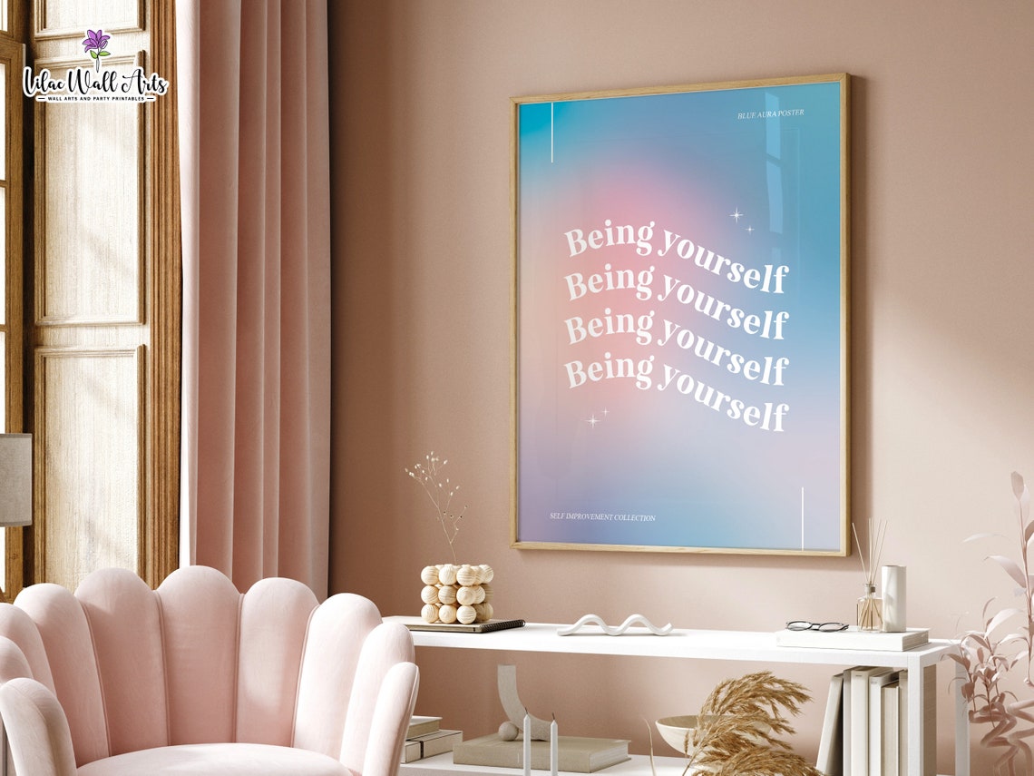Being Yourself Blue Aura Self Improvement Quote Affirmation Poster - Image 4
