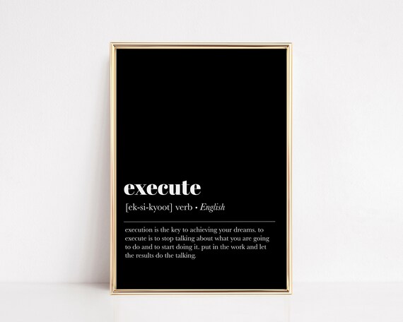 Execute Definition Cubicle Decor Motivational Prints Home Office Wall Art Home Office Decor Wall Art