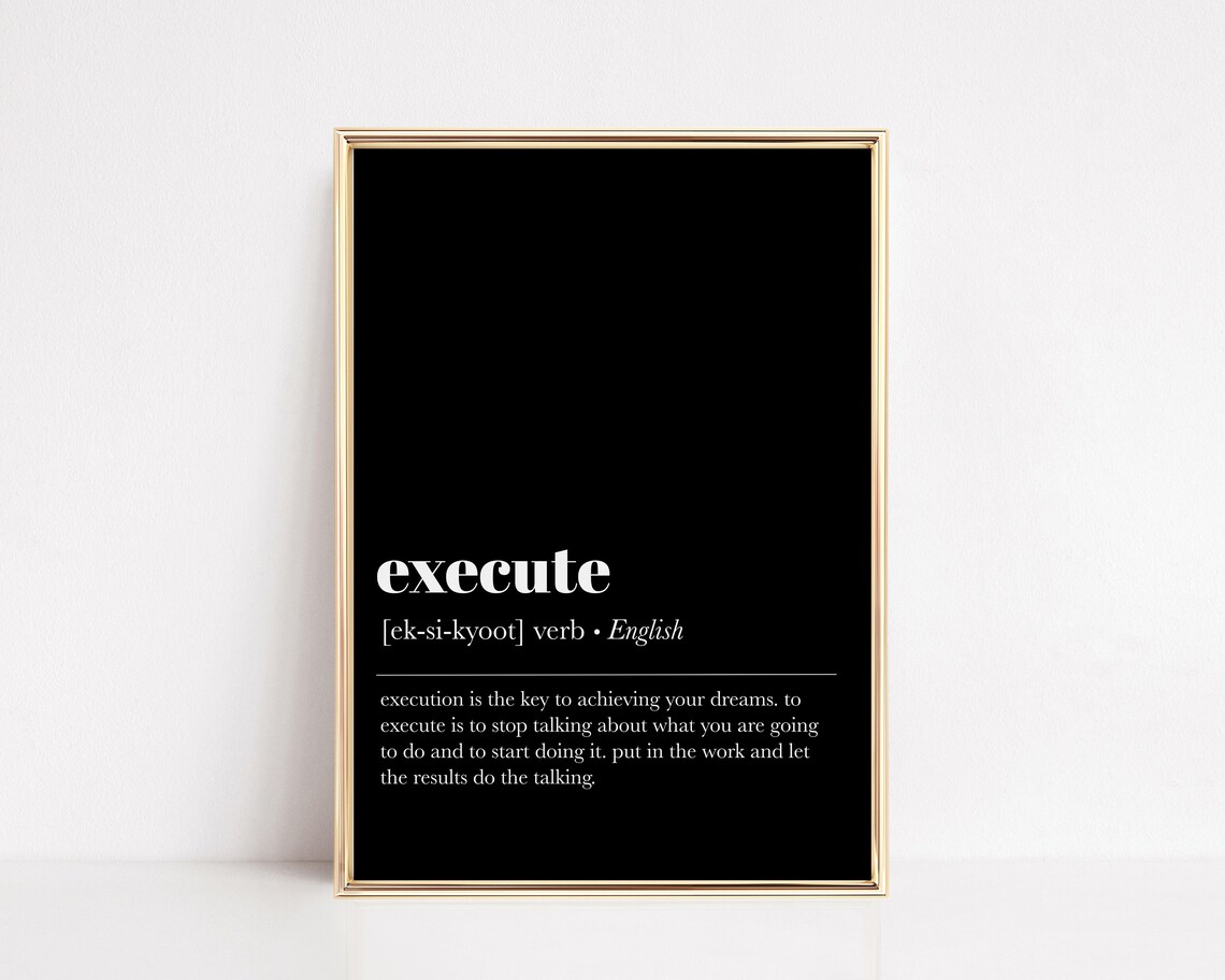 Execute Definition Cubicle Decor Motivational Prints Home Office Wall Art Home Office Decor Wall Art