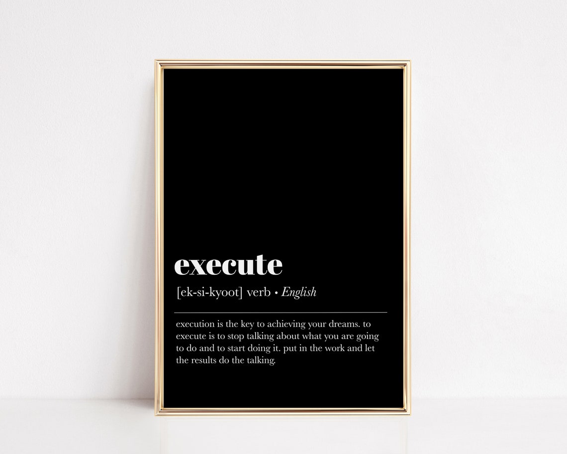 Execute Dictionary Definition Black Background Motivational Poster