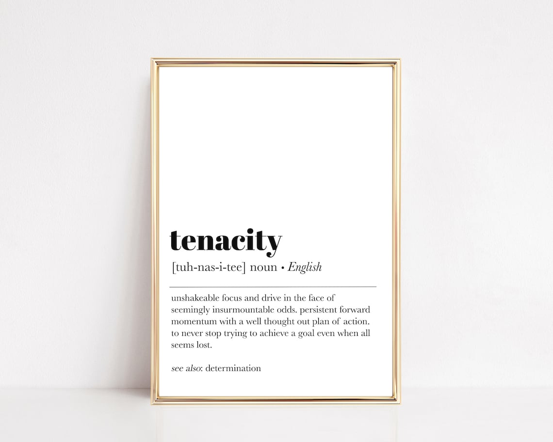 Tenacity Definition Motivational Quote Art Print