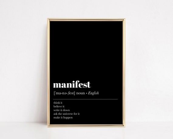 Manifest Definition Print Motivational Poster Law Of Attraction Poster Inspirational Wall Art Wall Art