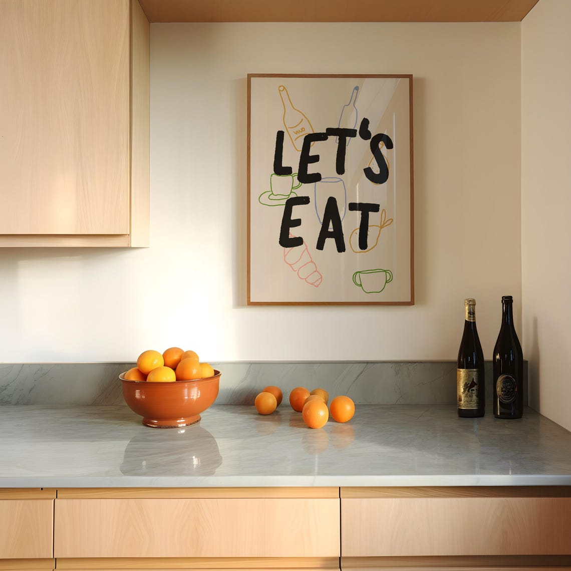 Lets Eat Print Cute Kitchen Wall Art Dining Room Wall Art Aesthetic Kitchen Decor Kitchen Poster Kikiandnim Print - Image 3