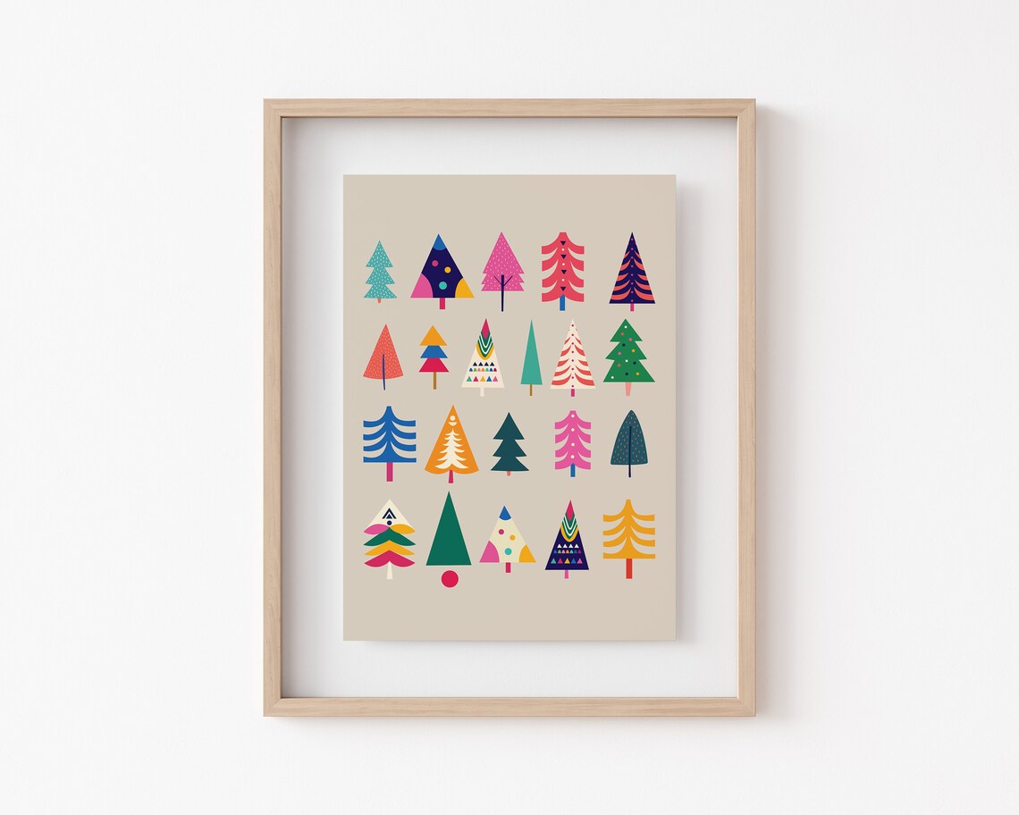 Christmas Tree Print, Modern Christmas Wall Decor