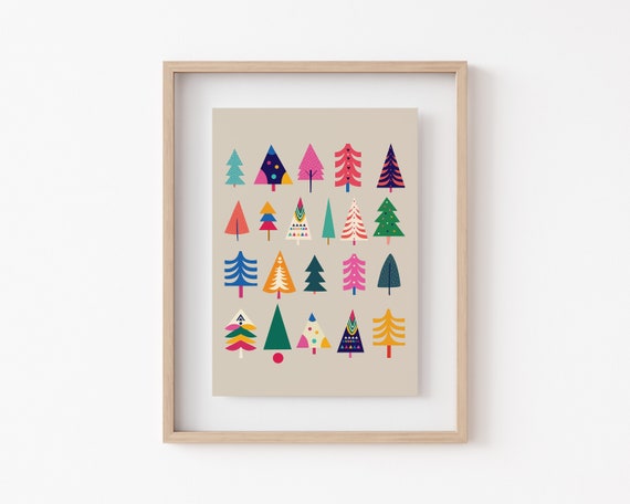 Christmas Tree Print, Modern Christmas Wall Decor
