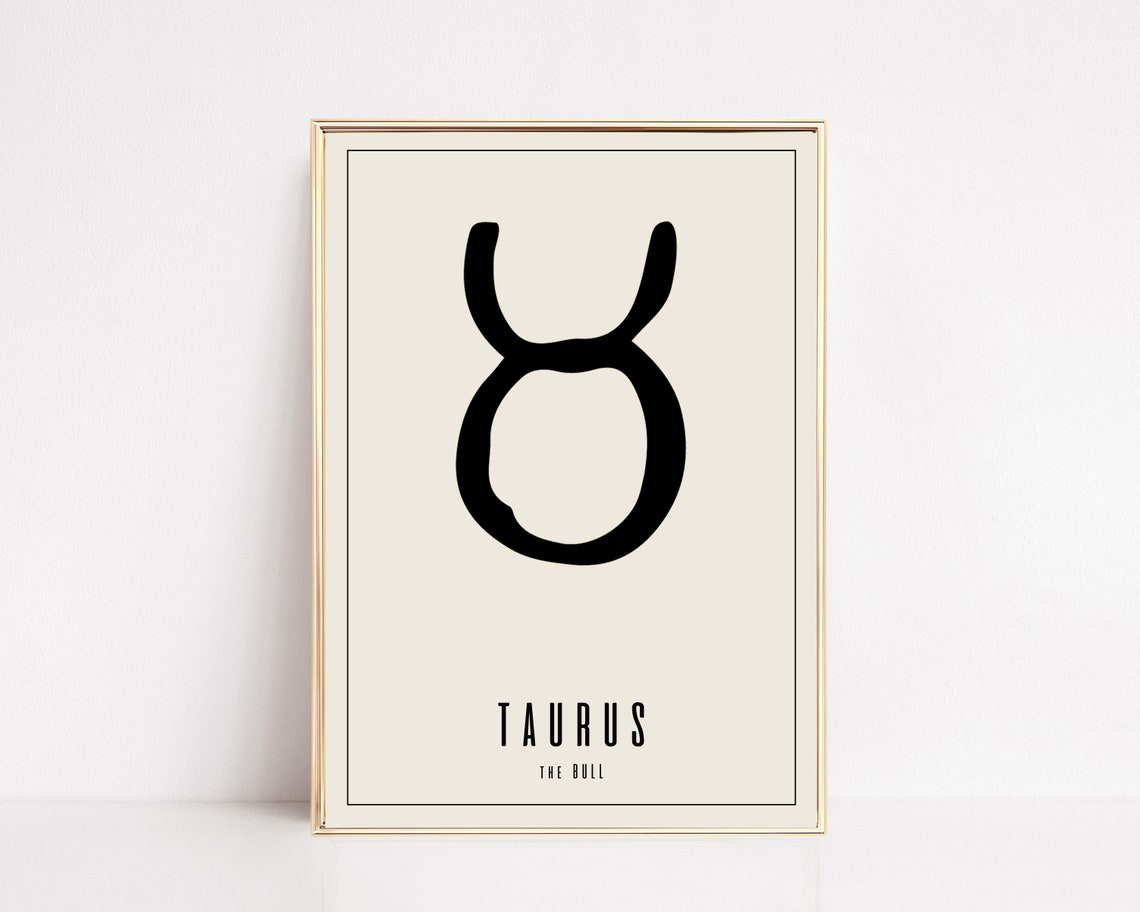 Taurus Zodiac Symbol The Bull Cream Minimalist Astrology Sign Poster