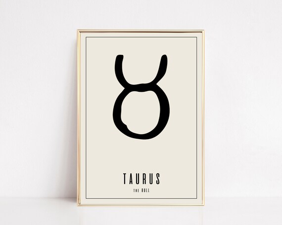 Taurus Zodiac Symbol The Bull Cream Minimalist Astrology Sign Poster