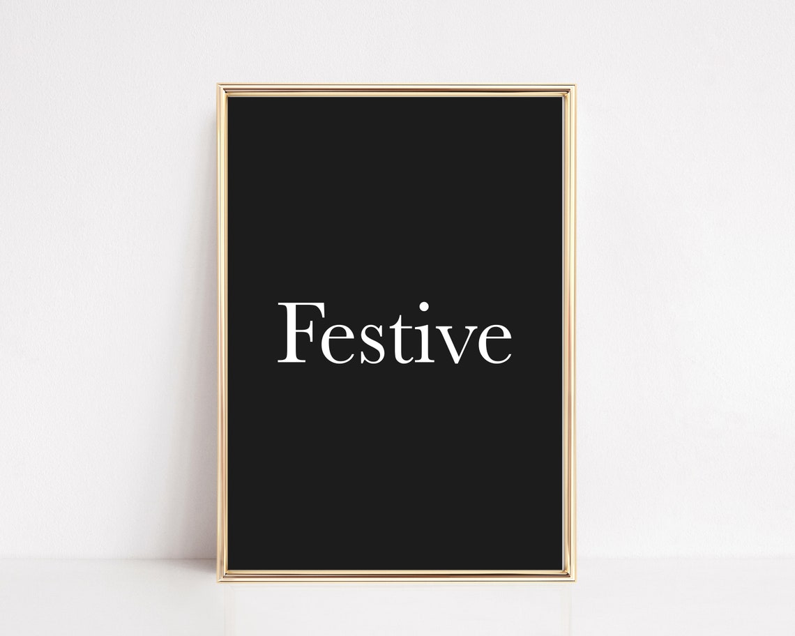 Black Minimalist Festive Holiday Typography Style Decor Poster