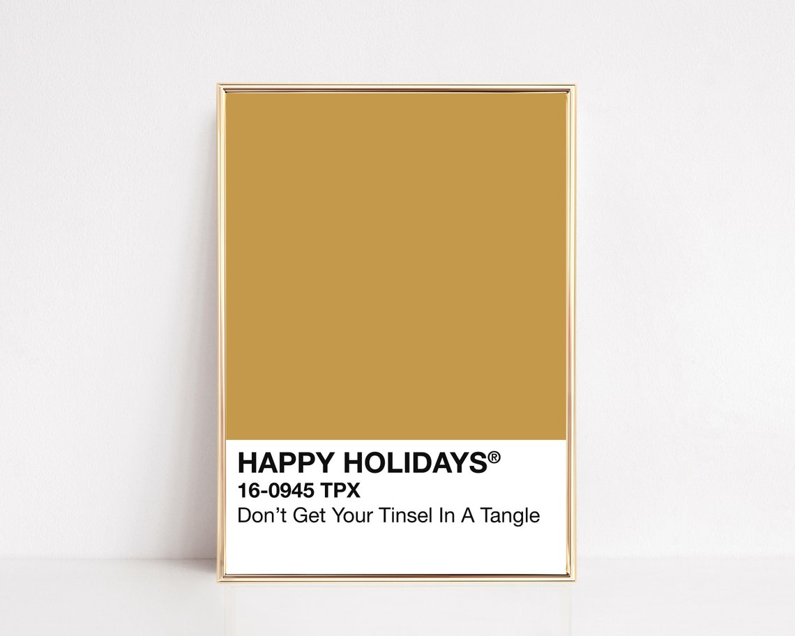 Humorous Don't Get Your Tinsel In A Tangle Gold Christmas Wall Print