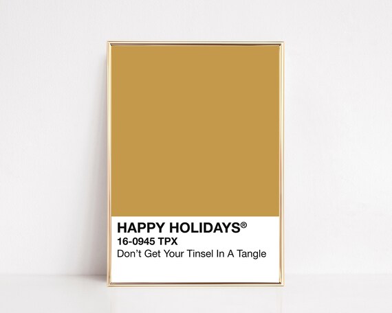 Humorous Don't Get Your Tinsel In A Tangle Gold Christmas Wall Print
