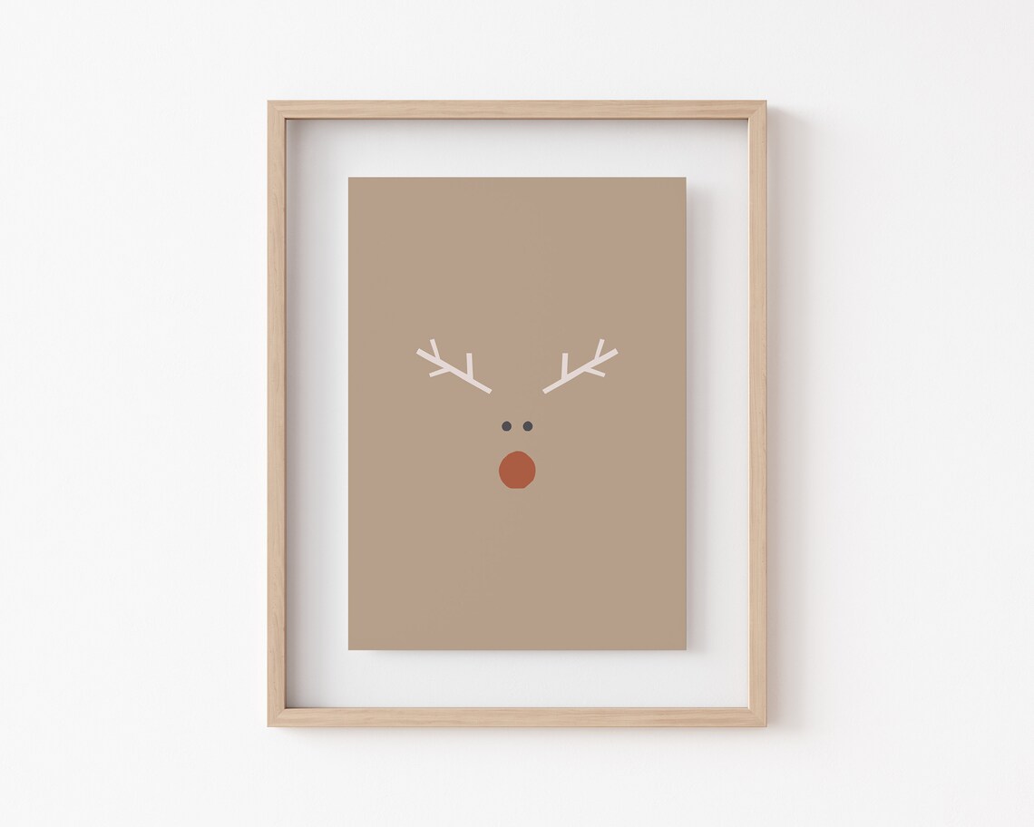 Reindeer Christmas Wall Art, Boho Minimalist Print - Image 2